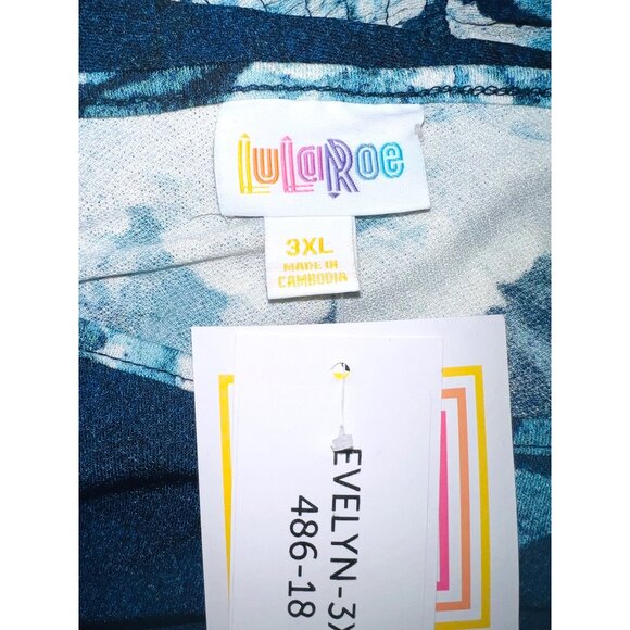 LuLaRoe Evelyn 3XL Blue & White Floral Maxi Dress Long Sleeves Made In Cambodia - Picture 2 of 2